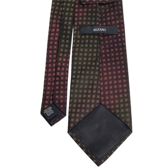 ALFANI Silk Black Colorblock Necktie - Picture 6 of 7